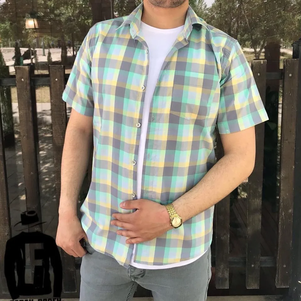 پیراهن نخی تک‌جیب