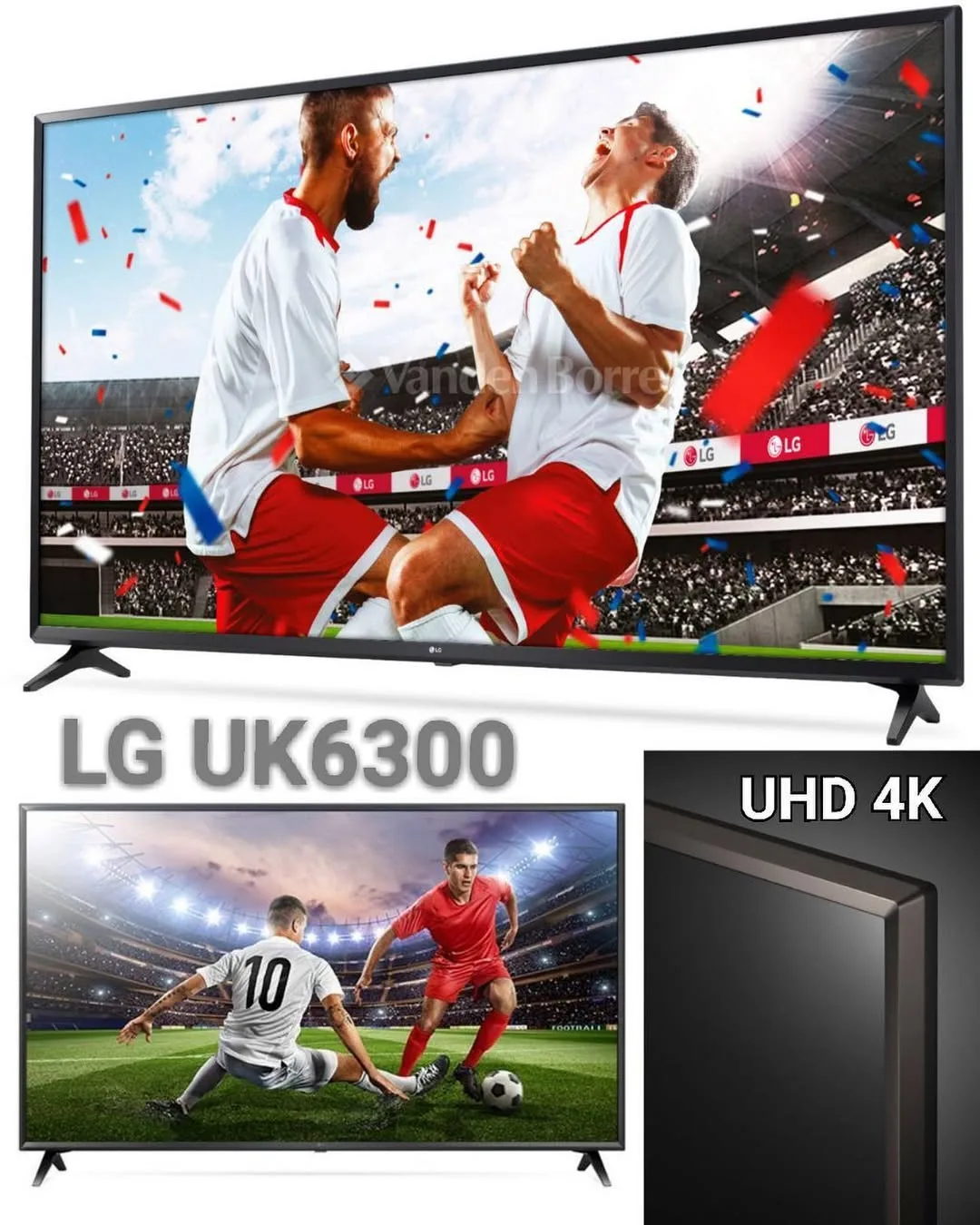 تلویزیون ال جی UK6300، رنگ مشکی، جنس پلاستیک و شیشه، صفحه تخت هوشمند