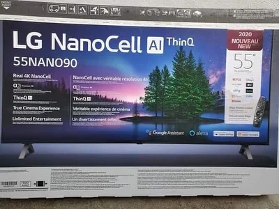 تلویزیون نانوسل مدل Nano90 ال‌جی، رنگ مشکی و نقره‌ای، جنس پلاستیک و فلز، ۵۵ اینچ، رومیزی