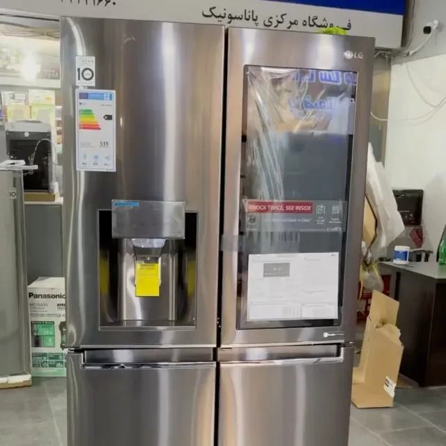یخچال ساید بای ساید نکست مدل X334 الجی، رنگ نقرهای، جنس استیل، دو در، آبسردکندار