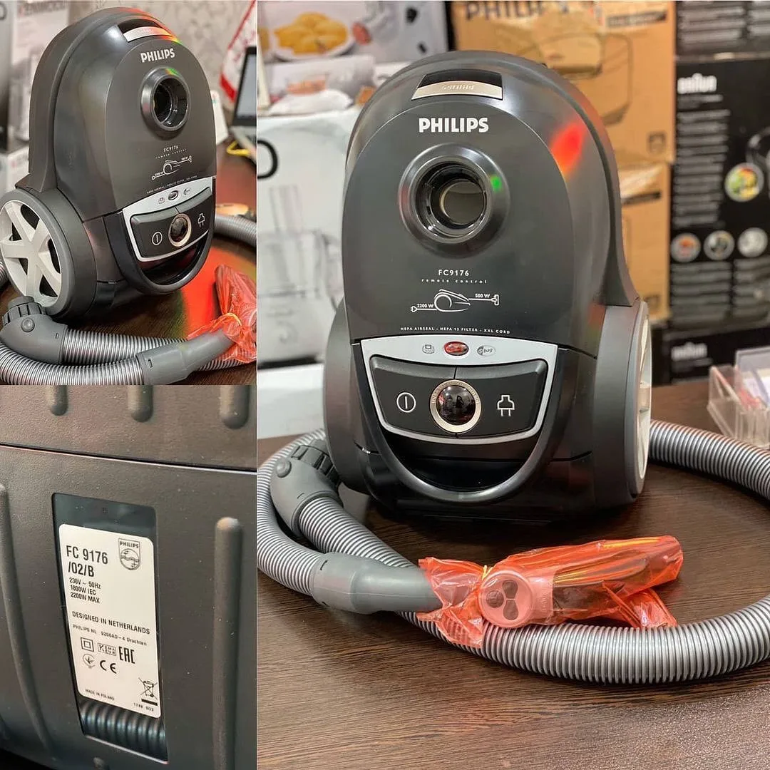 جاروبرقی مدل FC9176 فیلیپس، رنگ خاکستری، جنس پلاستیک، کیسه‌ای با لوله خرطومی