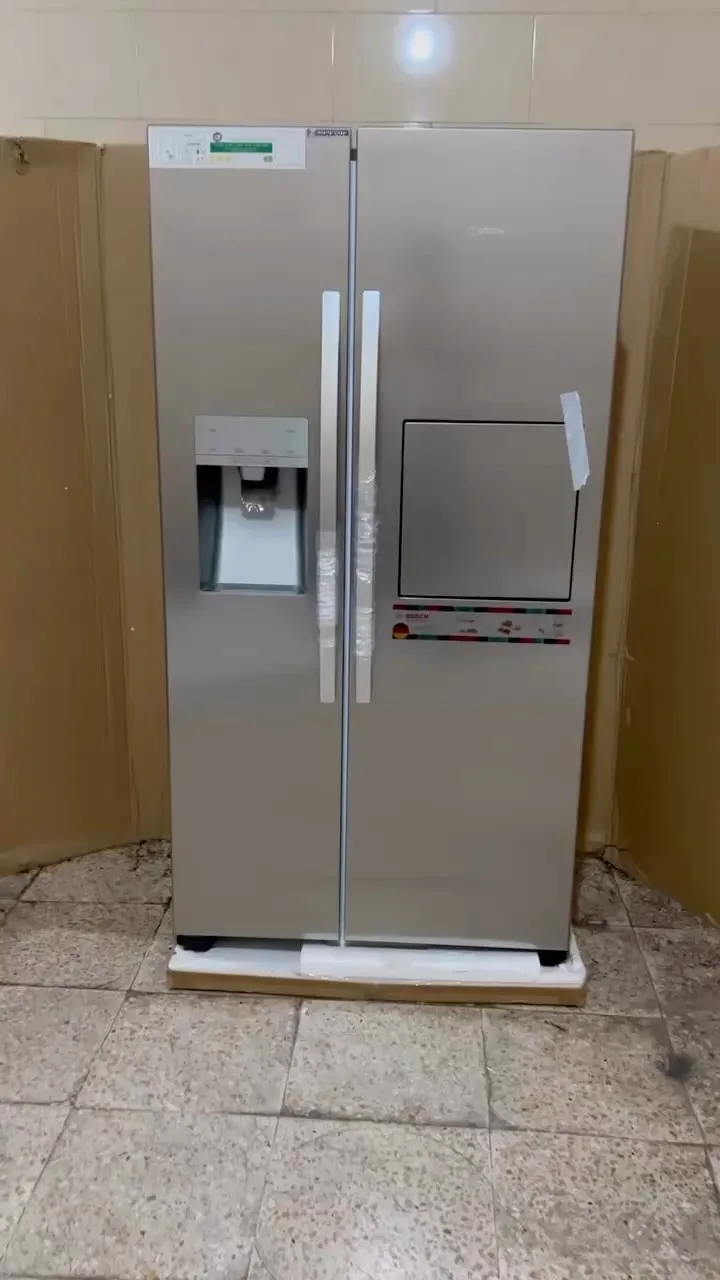 یخچال ساید بای ساید مدل KAG93AI30 بوش، رنگ نقره‌ای، جنس فلز، دو درب آبسردکن‌دار