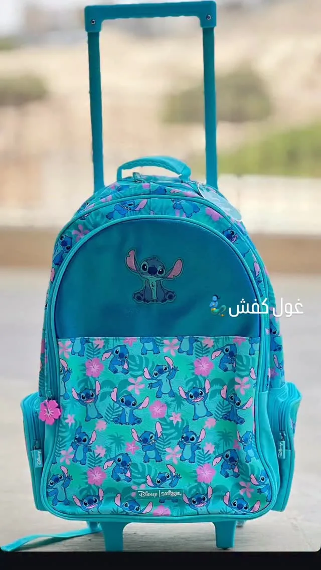 کوله‌پشتی چرخ‌دار سونیک، رنگ آبی فیروزه‌ای و صورتی، طرح شخصیت کارتونی