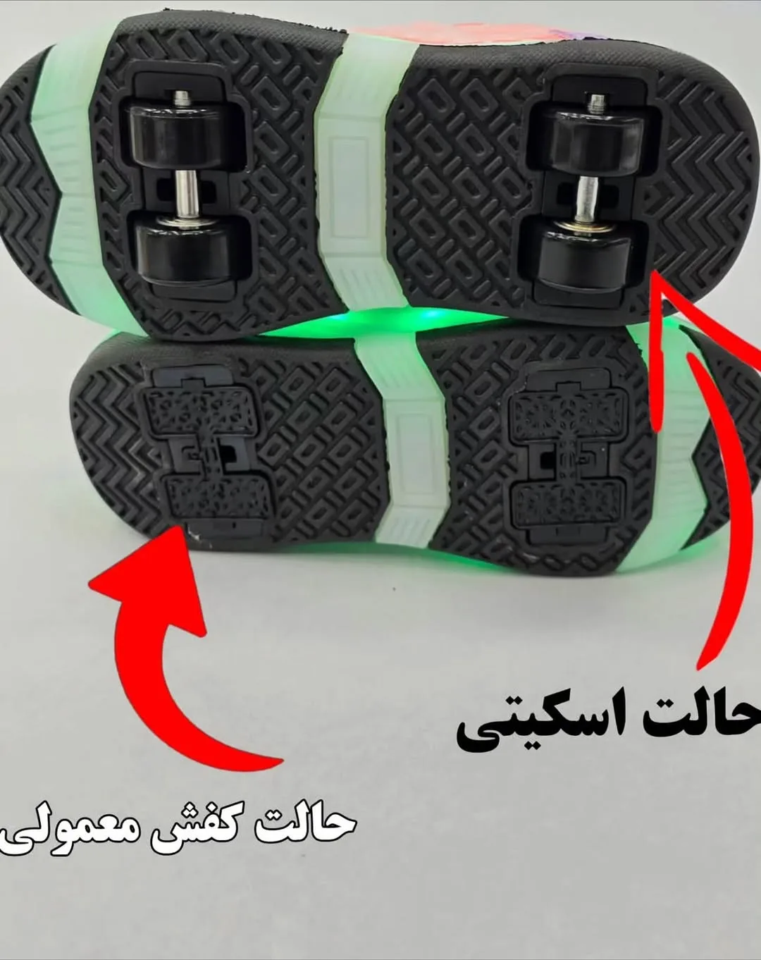 کفش اسکیتی چهار چرخ — رنگ سرمه‌ای — نمای پشت — چرخ — عکس ۸