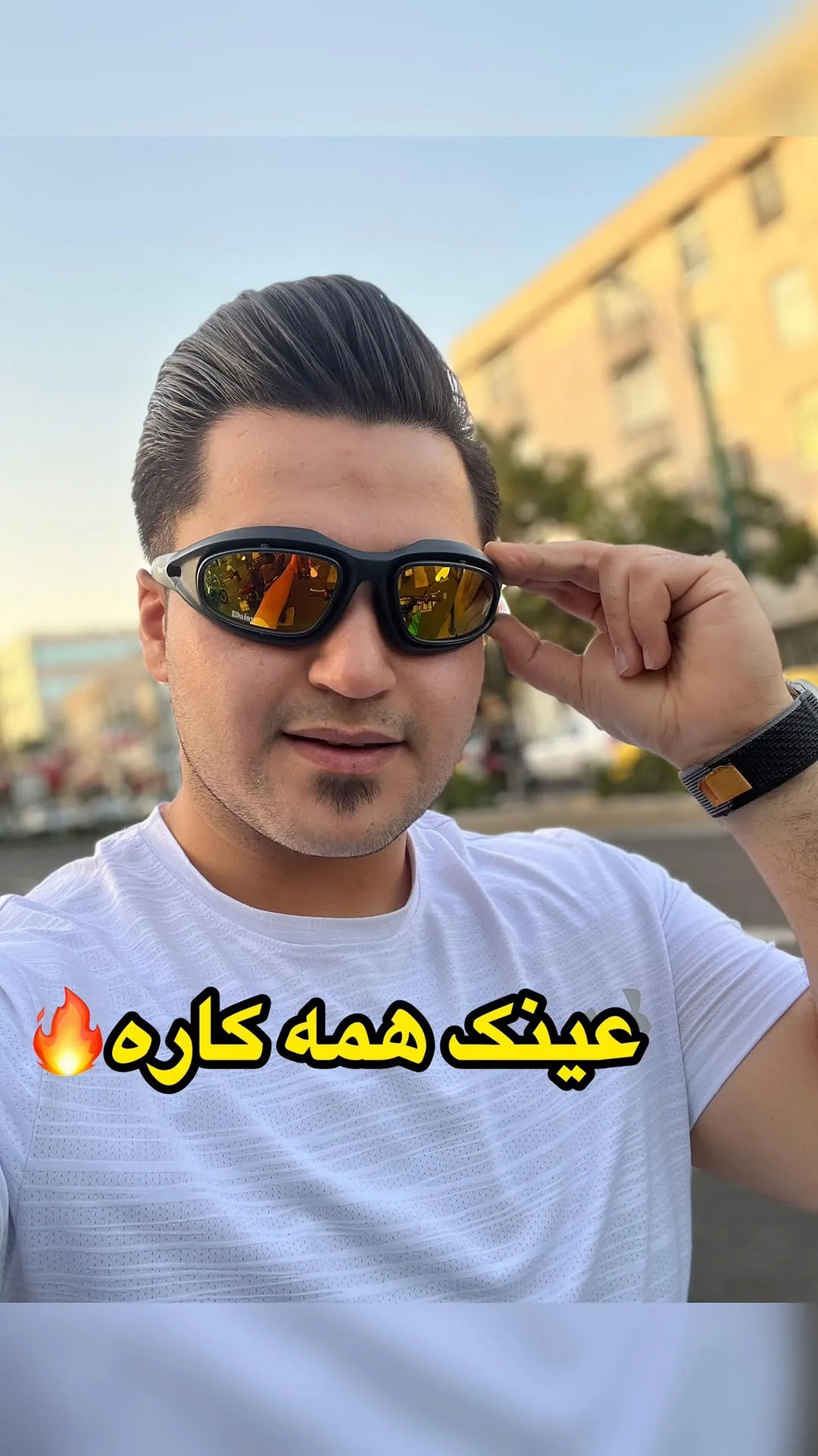 عینک دایزی چند لنزه، رنگ مشکی و زرد، ورزشی، شیشه آینه‌ای
