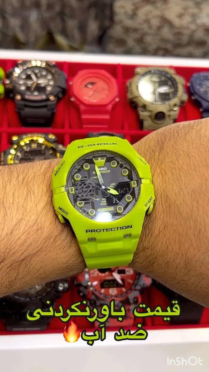 ساعت مچی جی شاک G2100 G-SHOCK، رنگ سبز فسفری و مشکی، دیجیتال، اسپرت