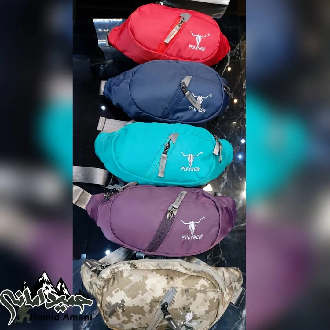 کیف کمری کوهنوردی کله گاوی — نمای چندکالا — دو جیب زیپ‌دار — عکس ۲