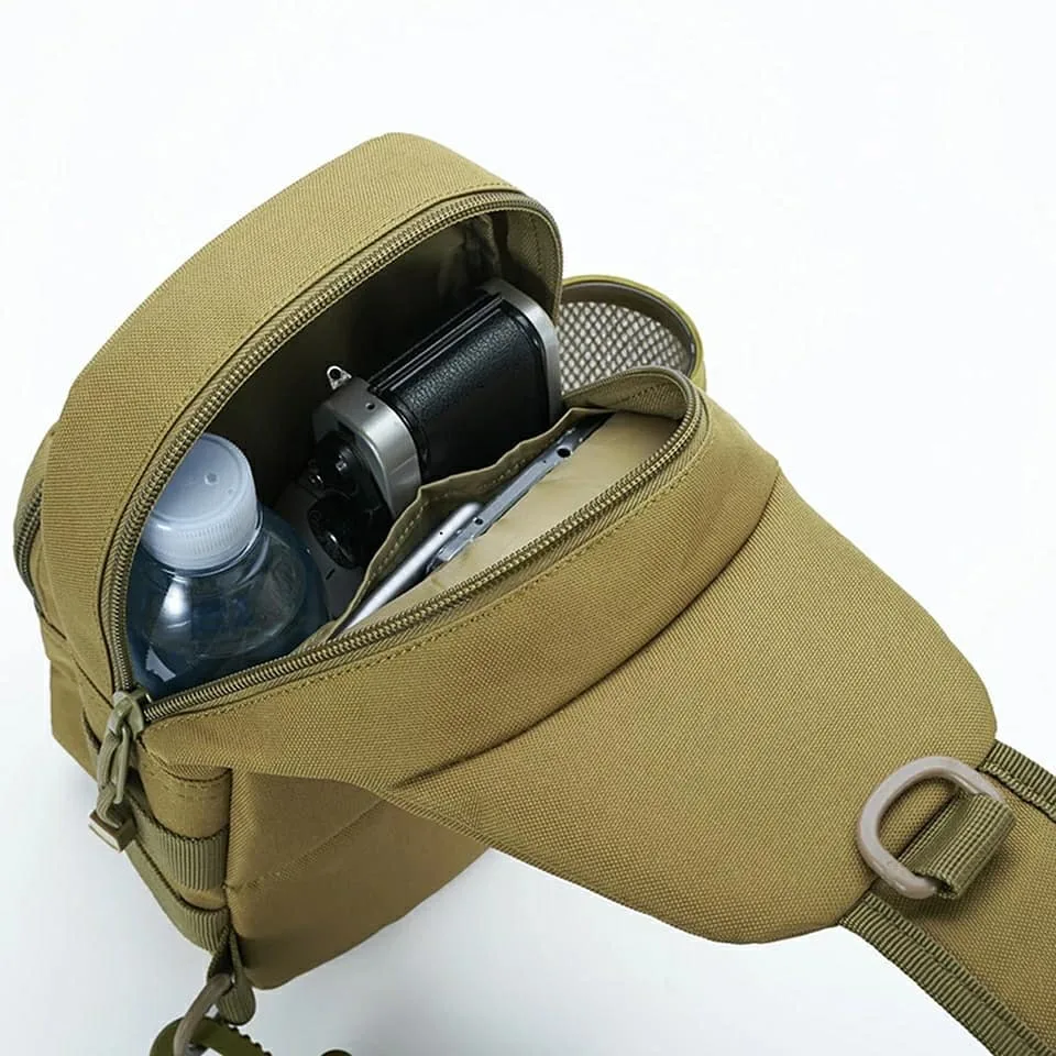 کیف کراس‌بادی — رنگ خاکی — نمای بالا — زیپ — عکس ۵