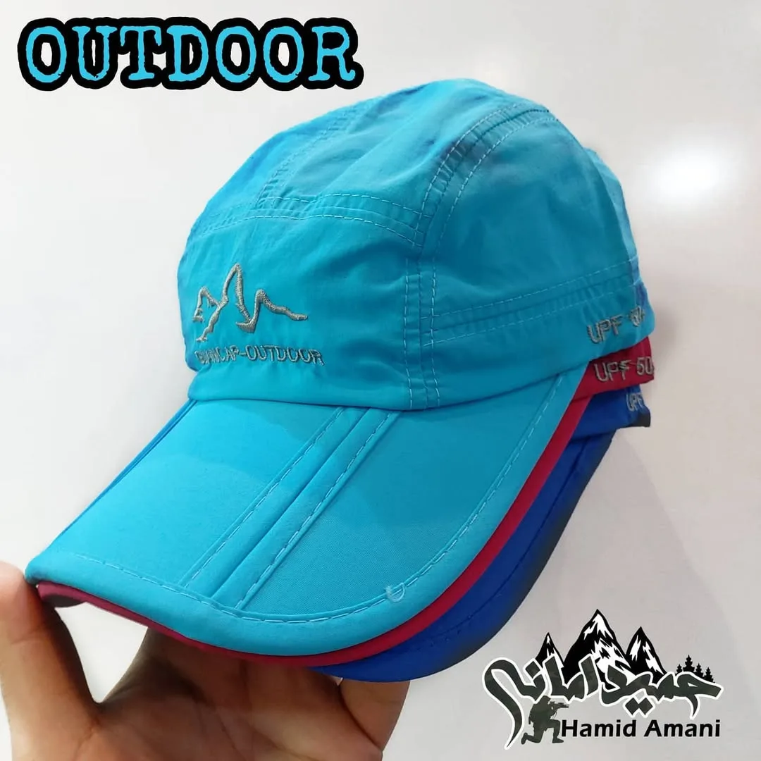 کلاه تاشو ترکینگ Outdoor، رنگ آبی روشن، سرمه‌ای و قرمز، جنس کتان، کپ نقاب‌دار اسپرت