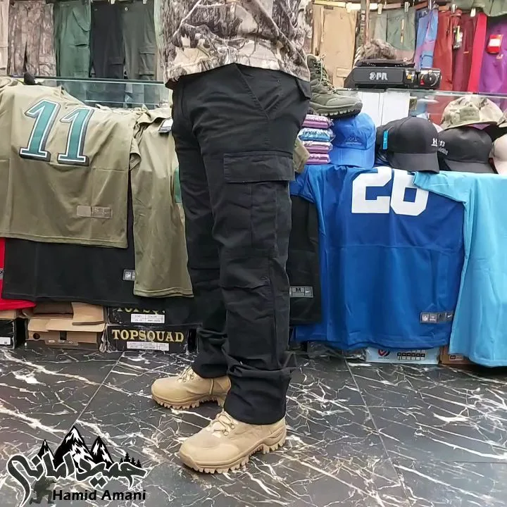 شلوار شش جیب Urban، رنگ مشکی، جنس کتان، بلند، راسته