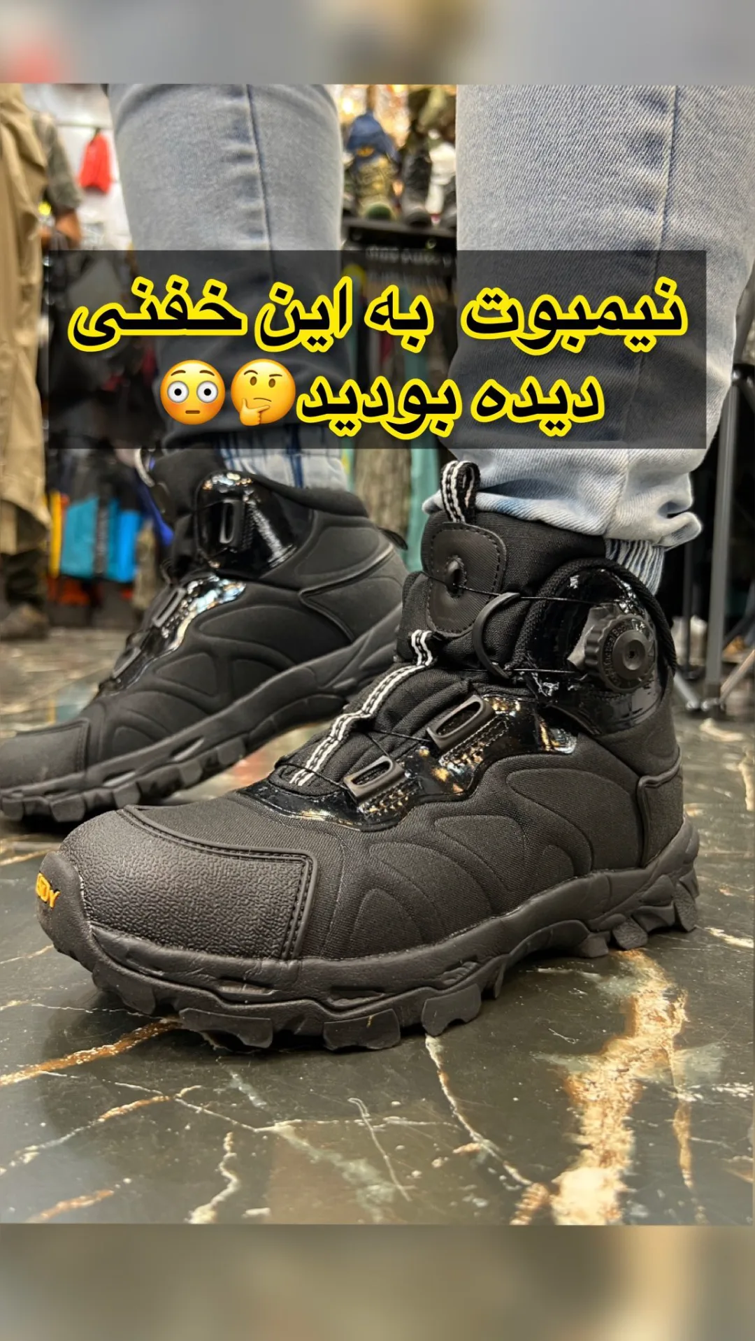 نیمبوت دیسکی ضد آب esdey، رنگ مشکی، بنددار، ساق بلند