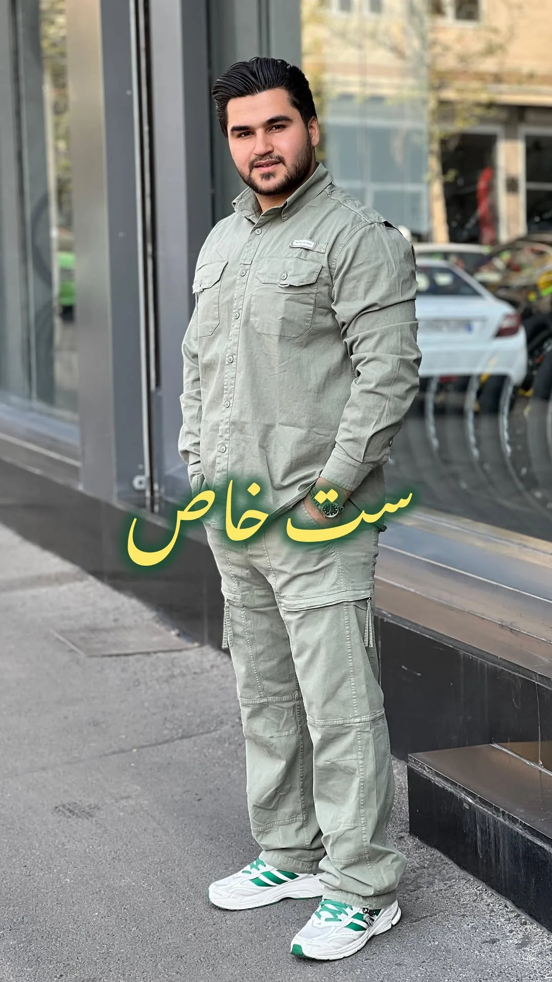 ست لباس تاکتیکال، رنگ سبز کمرنگ، پیراهن، شلوار کارگو