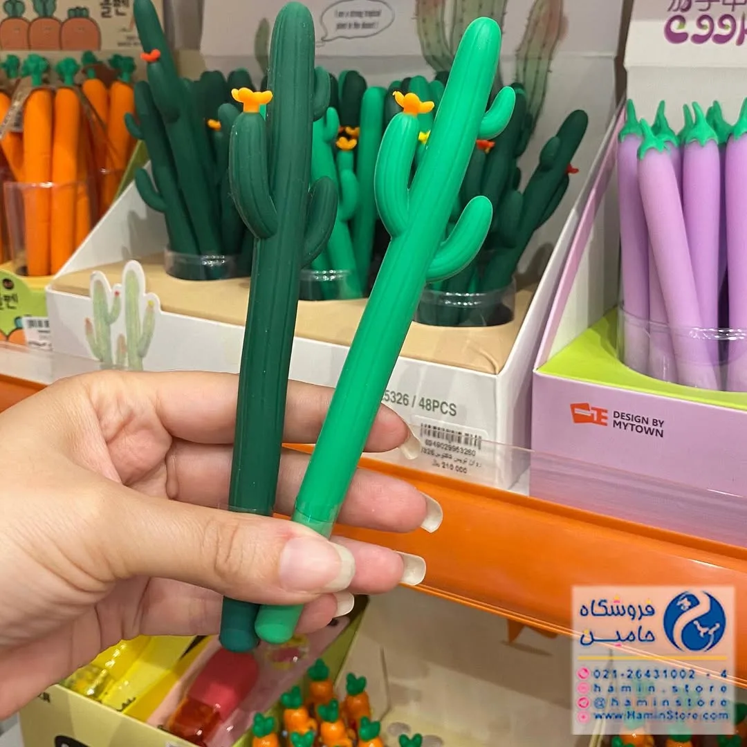 خودکار طرح کاکتوس، رنگ سبز، جنس پلاستیک