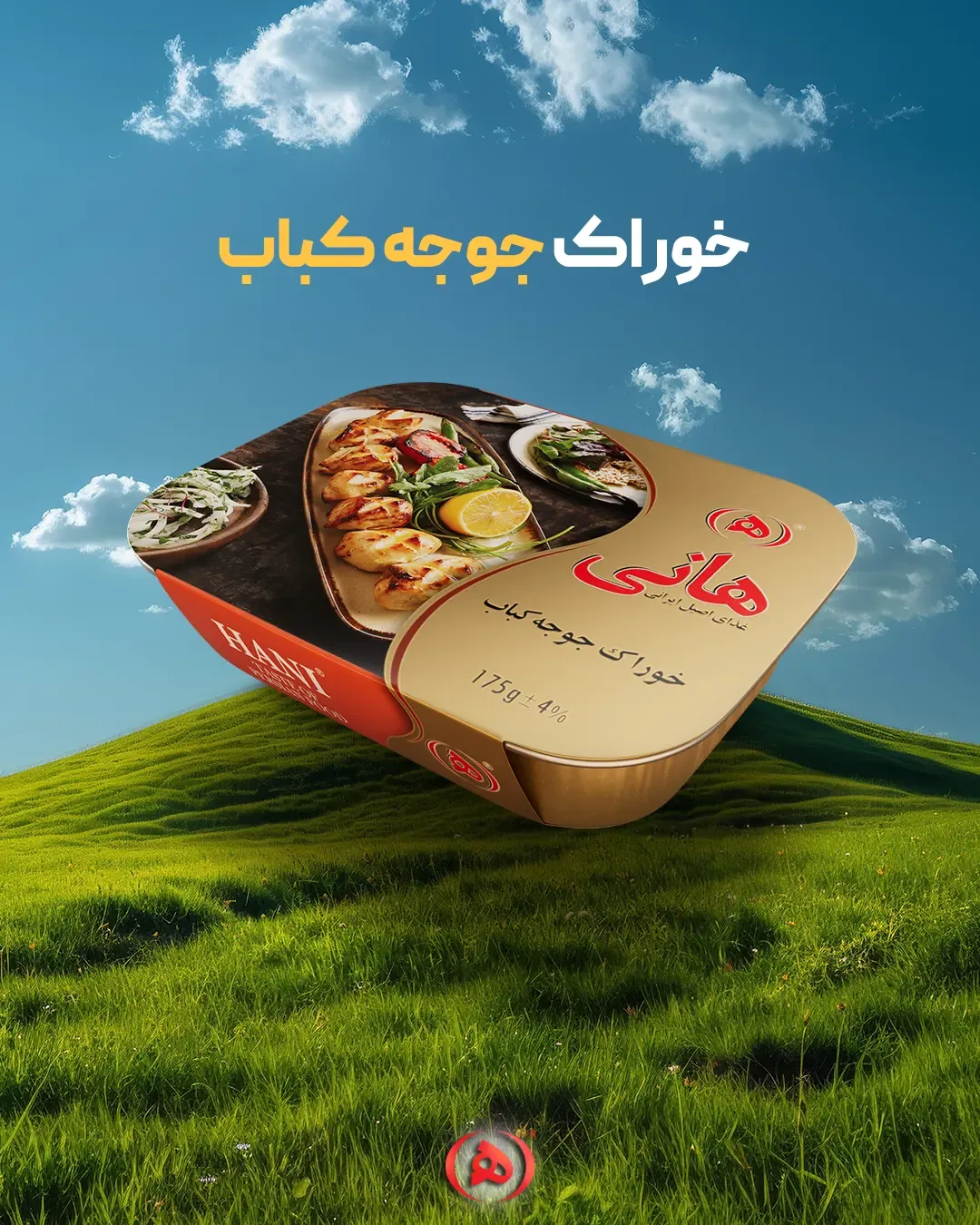 خوراک جوجه کباب هانی، رنگ قهوهای و زرد، جنس فلز، قوطی کنسرو