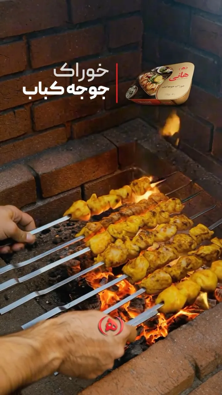 خوراک جوجه کباب هانی، رنگ زرد و قهوه‌ای، سیخی