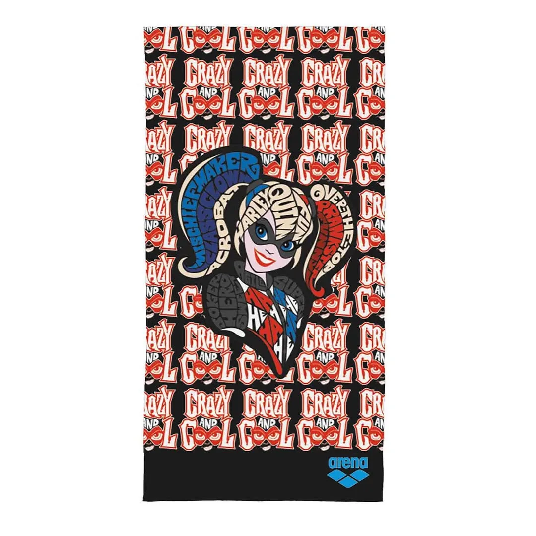 حوله استخری ۱۴۰ در ۷۰ طرح هارلی کوین آرنا، رنگ سیاه، سفید و قرمز، جنس بافتنی، طرح شخصیت کارتونی، حوله مستطیلی استخری