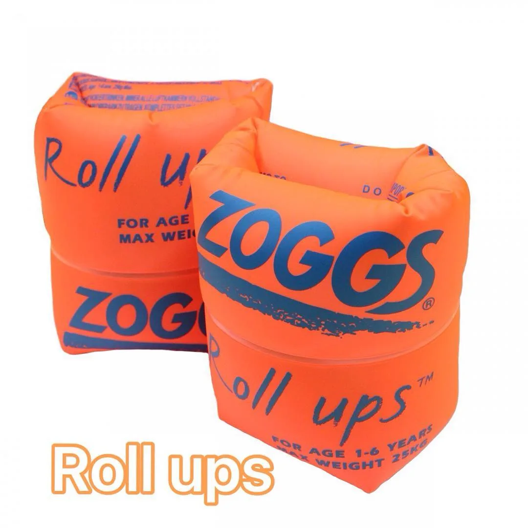 بازوبند شنا کودک Roll Ups زاگز، رنگ نارنجی و آبی، بادشدنی، استوانهای