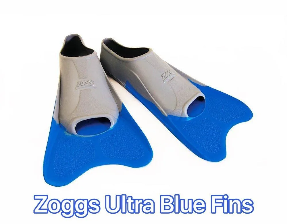 فین شنا Ultra Blue زاگز، رنگ آبی و خاکستری، جنس پلاستیک، کوتاه، پاشنه ندار