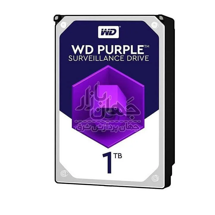 هارد اینترنال وسترن دیجیتال بنفش ۱ ترابایت WD10PURZ Western Digital، رنگ سفید و مشکی، جنس پلاستیک و فلز، مستطیلی
