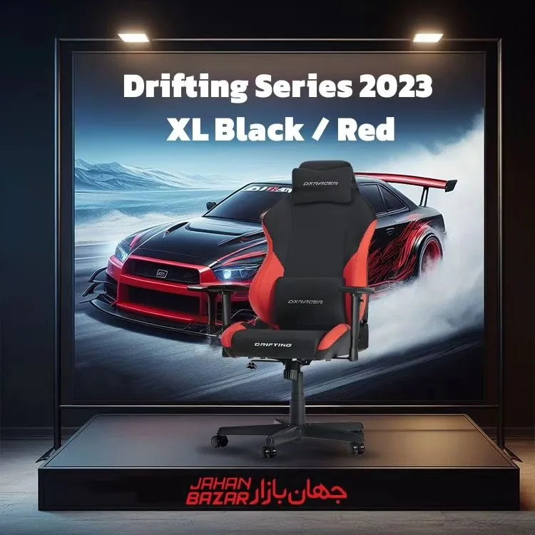 صندلی گیمینگ Drifting Series 2023 XL دی ایکس ریسر، رنگ مشکی و قرمز، جنس چرم، صندلی چرخ‌دار ارگونومیک