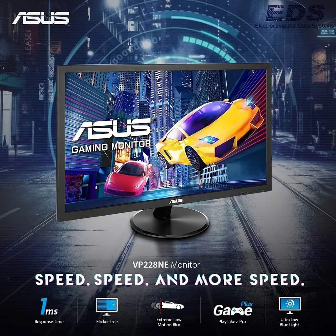 مانیتور گیمینگ ایسوس VP228NE Asus، رنگ مشکی، جنس پلاستیک، ۲۲ اینچ
