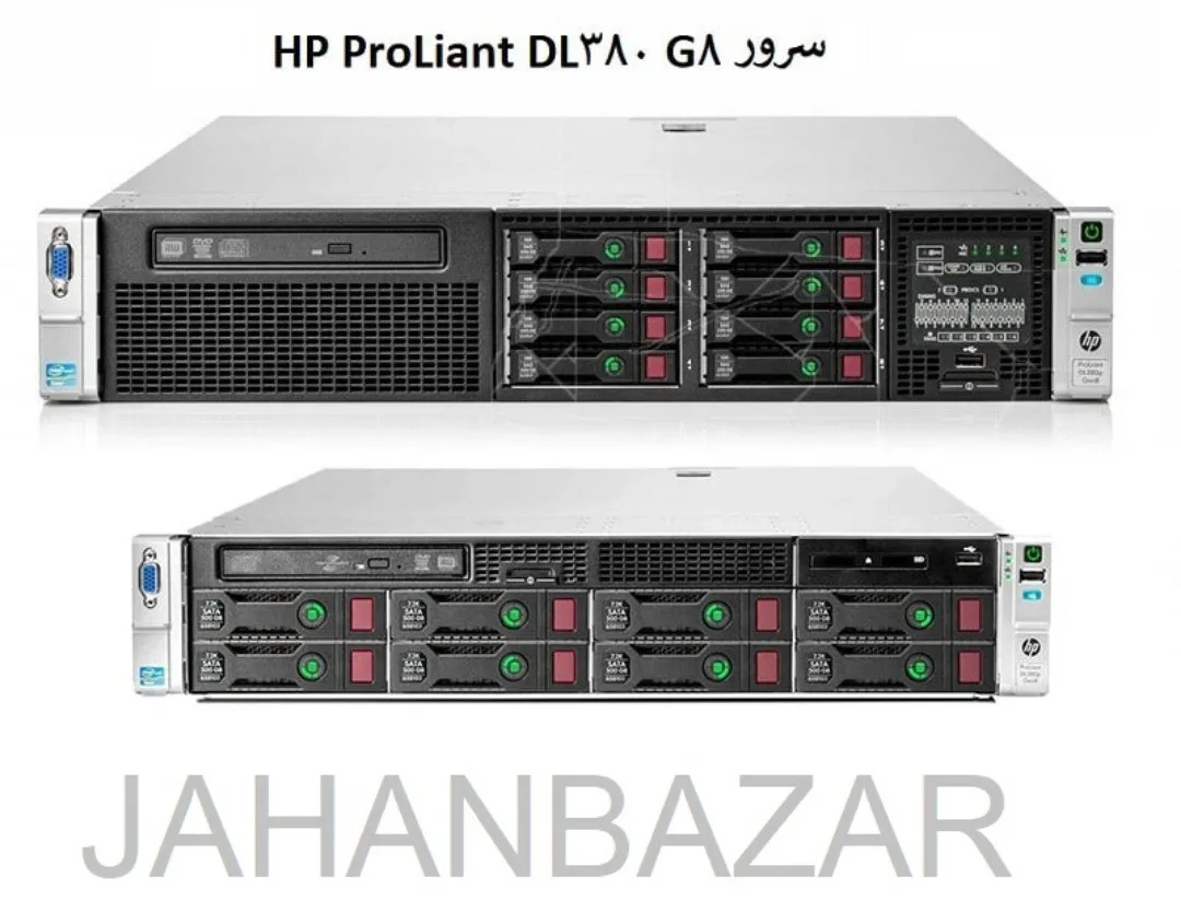 سرور HP DL380 G8 اچ پی، رنگ نقره‌ای و مشکی، رک‌مونت