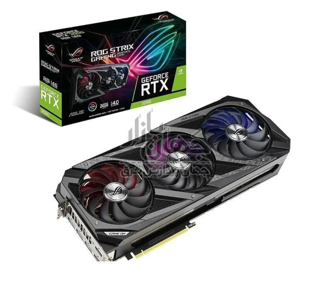 کارت گرافیک ASUS ROG STRIX RTX 3090 24GB ایسوس، رنگ مشکی و نقره‌ای، سه‌فن