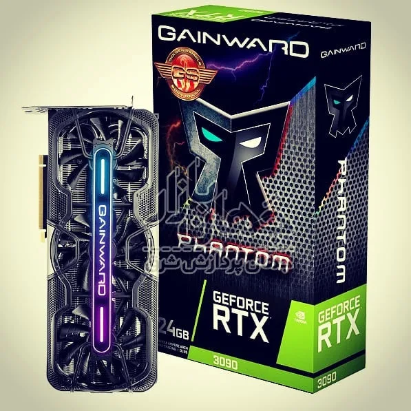 کارت گرافیک گینوارد RTX 3090 24GB، رنگ مشکی و سبز، جنس پلاستیک و فلز، قطعات کامپیوتر