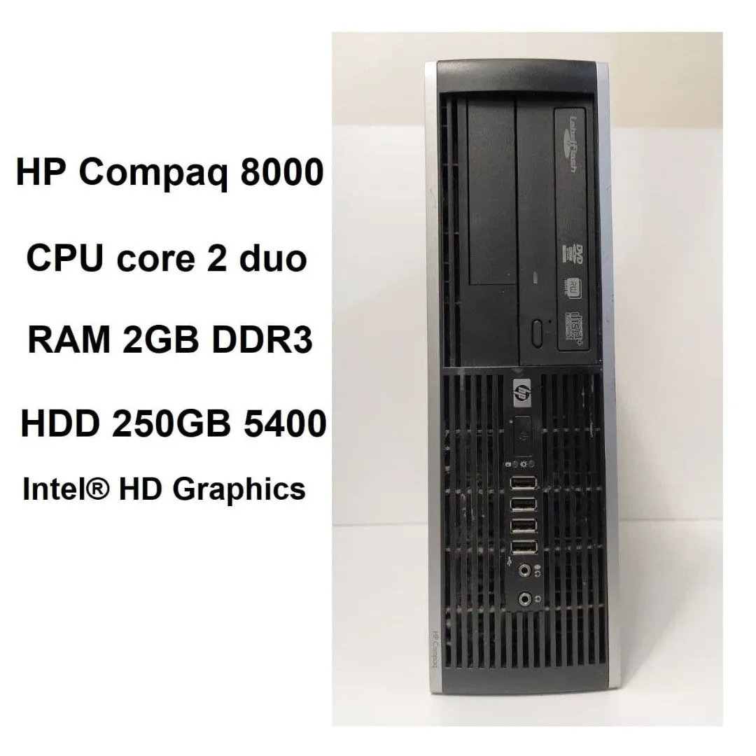 کیس استوک اچ پی ۸۰۰۰ HP، رنگ مشکی و نقره‌ای، جنس فلز و پلاستیک، کیس کامپیوتر رومیزی