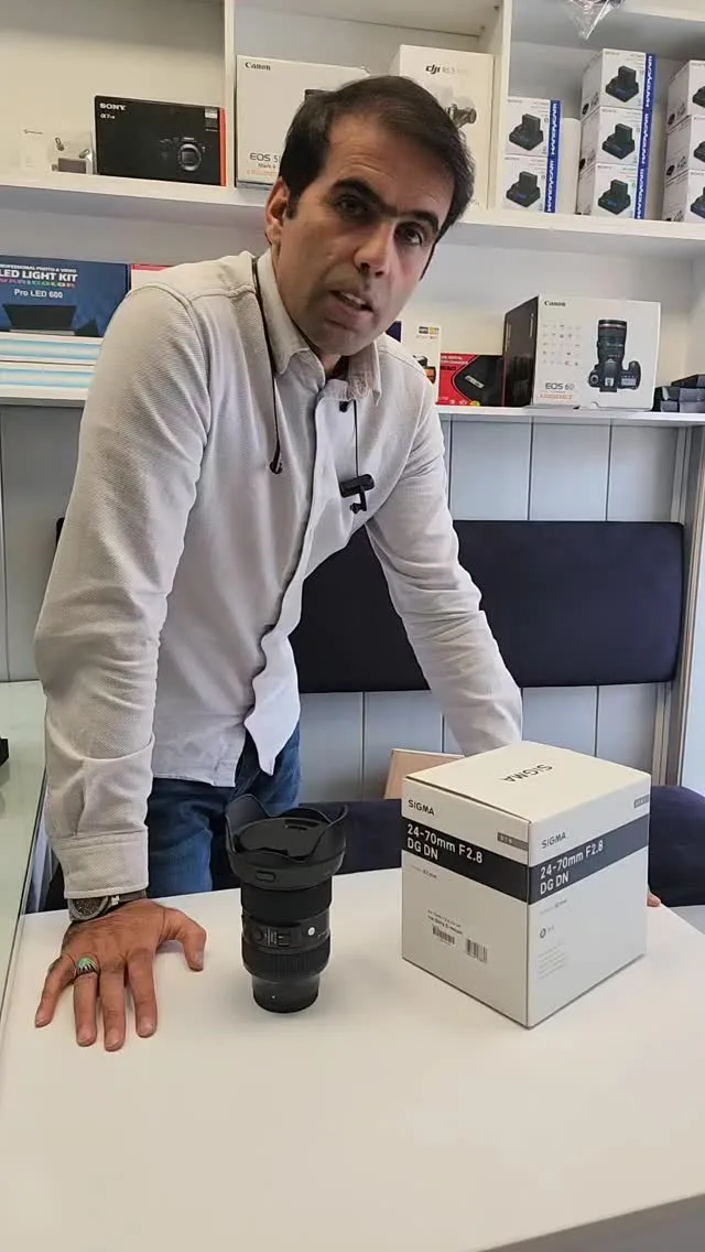 لنز 24-70mm F2.8 مانت سونی کارکرده سیگما، رنگ مشکی، جنس شیشه و فلز، لنز زوم