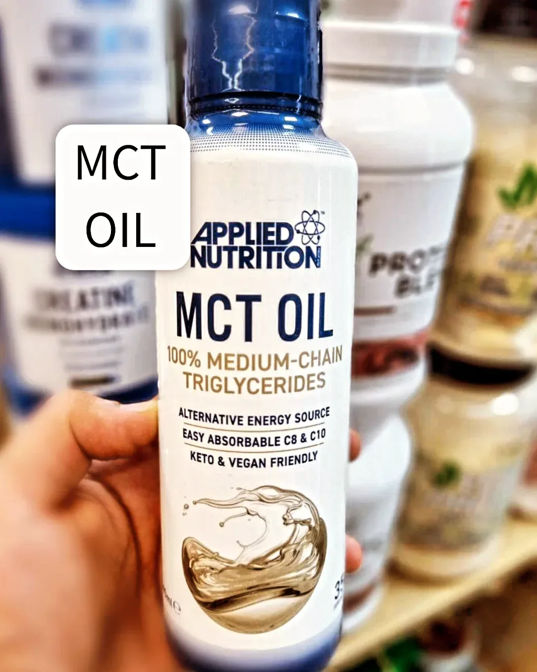 روغن MCT ۴۹۰ گرمی Applied Nutrition، رنگ سفید و آبی، جنس پلاستیک، بطری