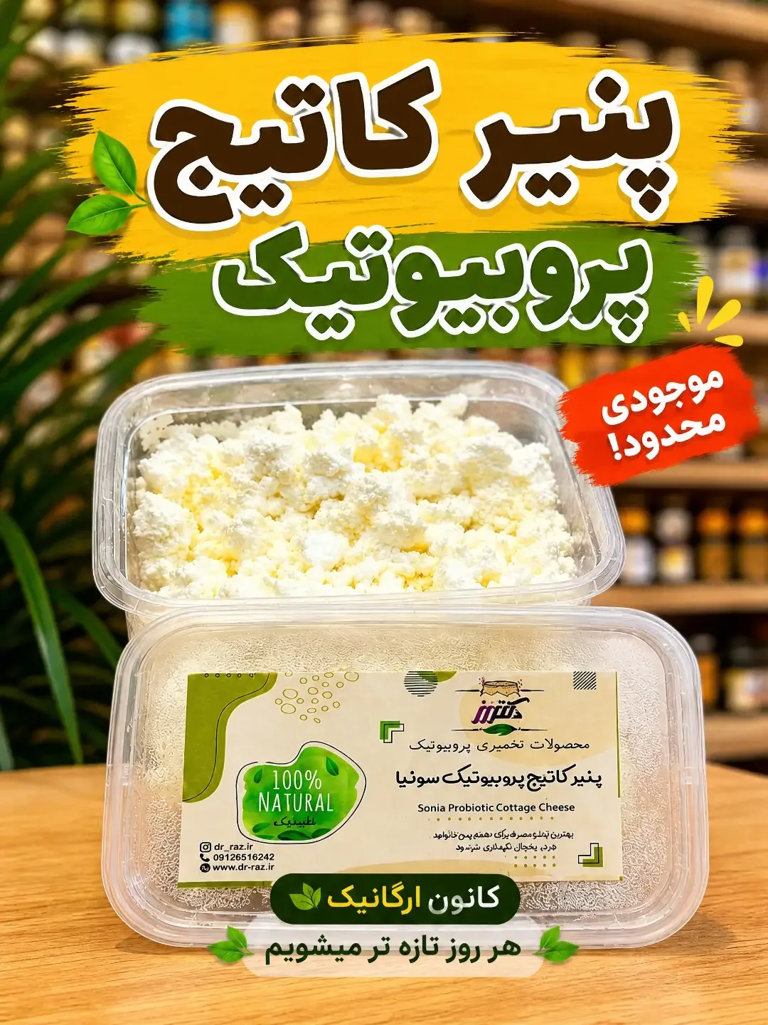 پنیر کاتیج پروبیوتیک سونیا، رنگ سفید، پنیر پروبیوتیک