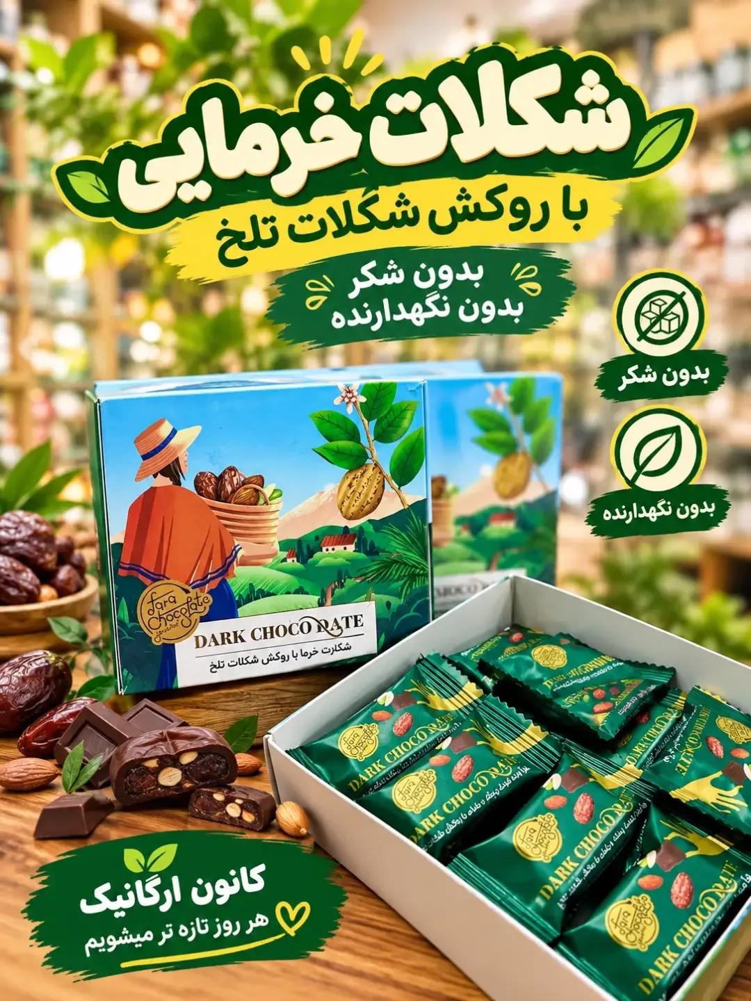 شکلات خرمایی تلخ
