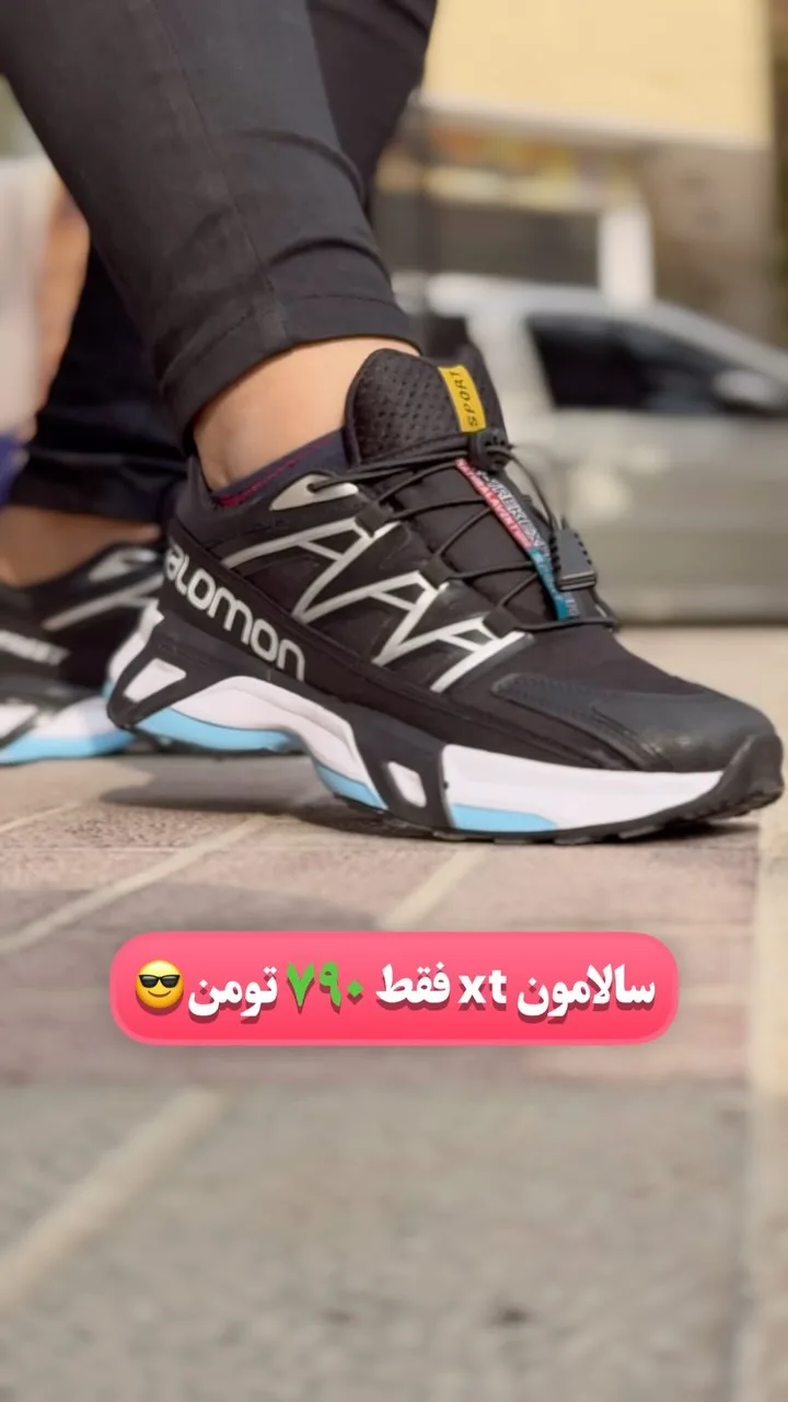 کتانی اسپرت مشکی و آبی سالامون ایکس‌تی، رنگ سفید، جنس پارچه، ورزشی