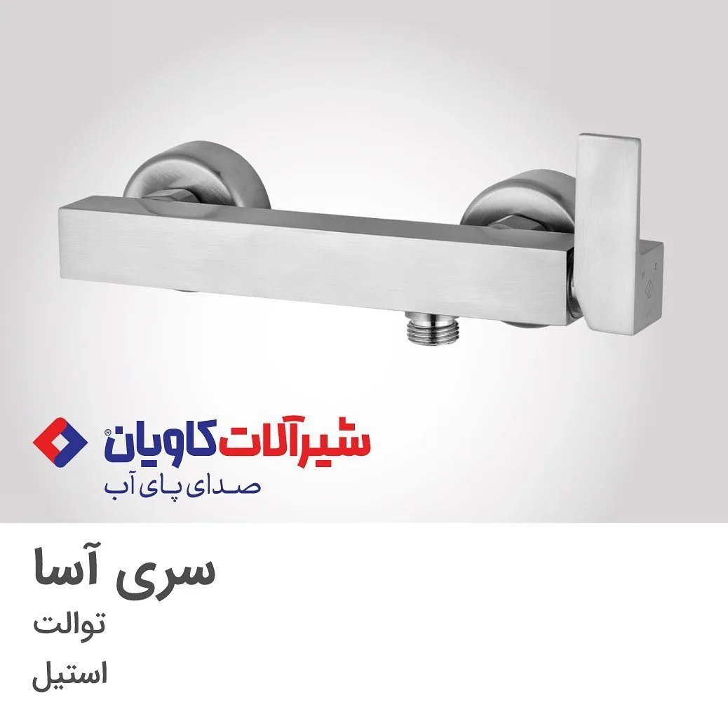 شیر توالت سری آسا استیل کاویان، رنگ نقره‌ای، مربعی