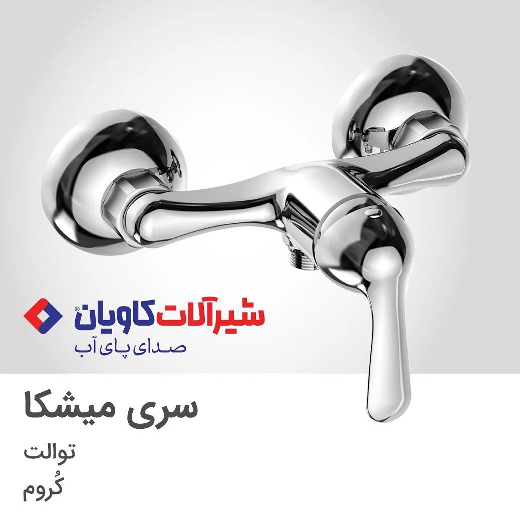 شیر توالت سری میشکا کروم کاویان، رنگ نقره‌ای، جنس فلز، تک‌دست، دیواری