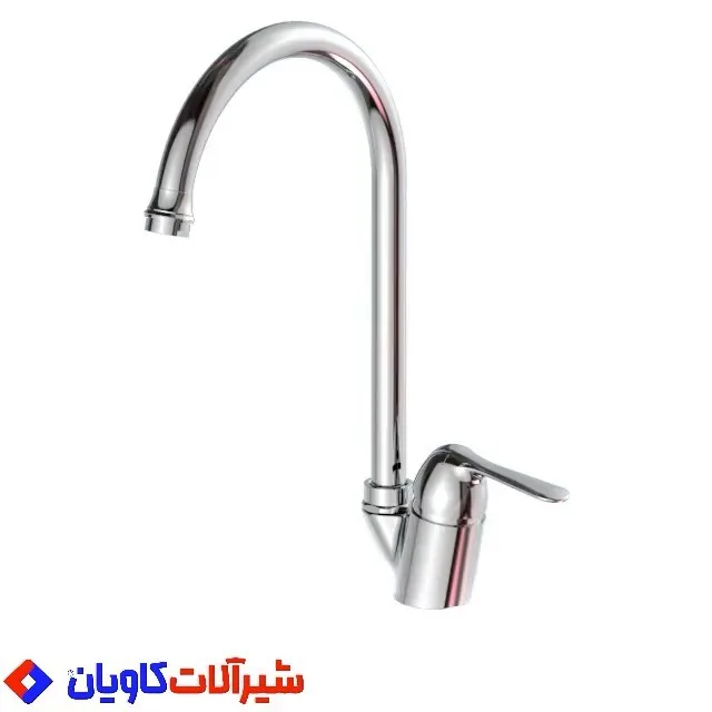 شیر ظرفشویی میشکا کاویان، رنگ نقره‌ای، جنس استیل و فلز، اهرمی شاخ‌بزی