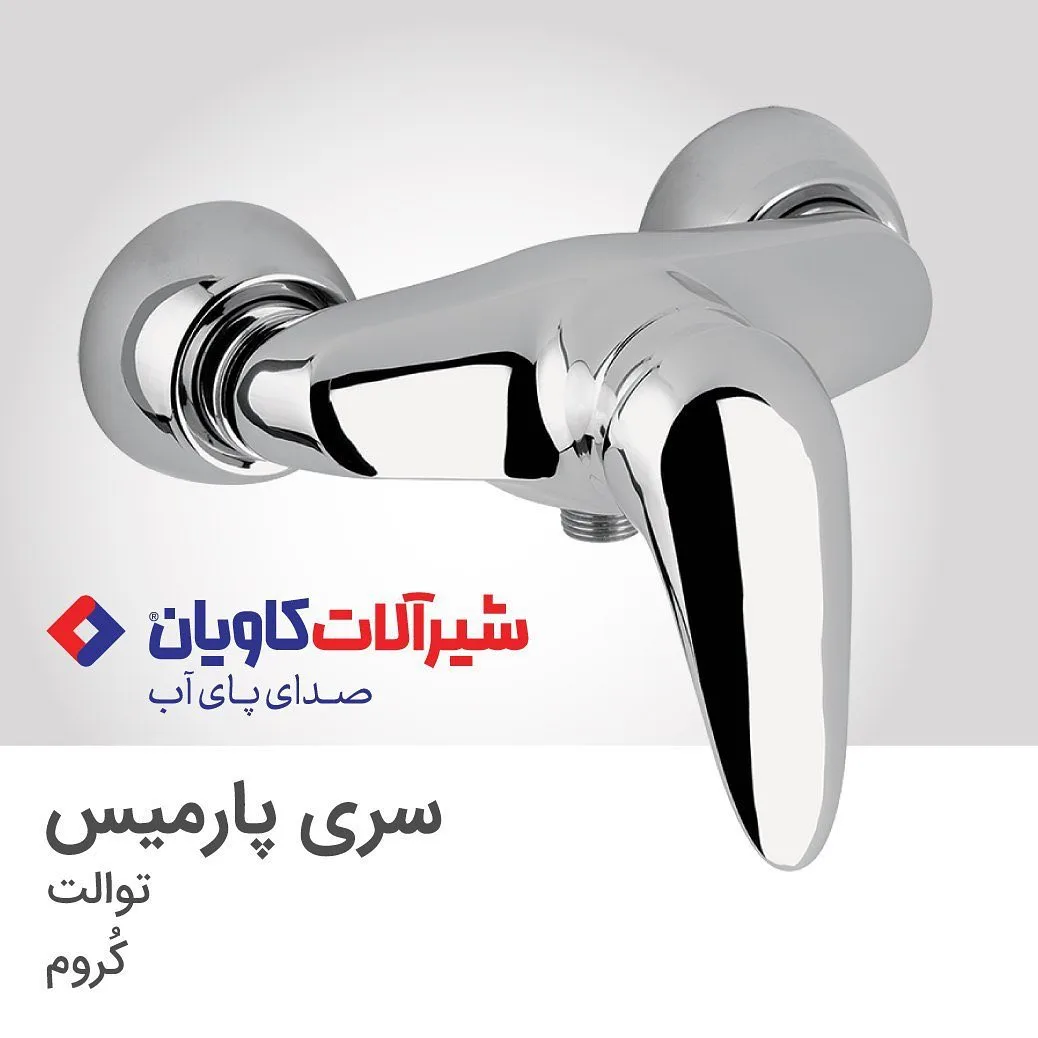 شیر توالت پارمیس کروم کاویان، رنگ نقرهای، جنس فلز، تکدسته، دیواری