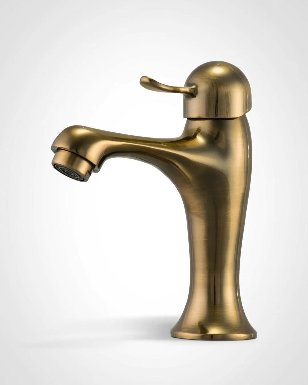 شیر روشویی مدل تیدا زیتونی کاویان، رنگ طلایی مات، جنس فلز، اهرمی پایه بلند