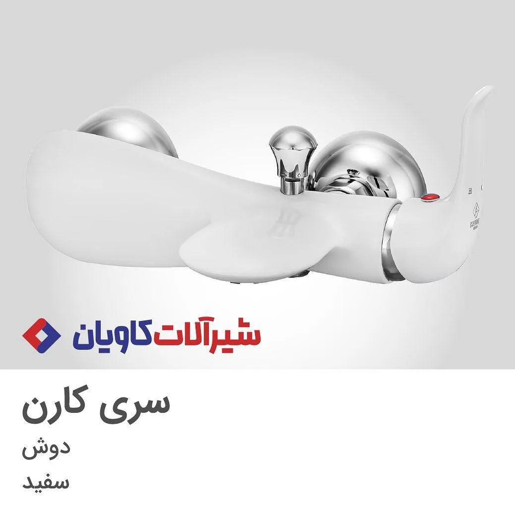 شیر دوش کارن سفید کاویان، رنگ نقرهای، جنس فلز، مدرن، منحنی