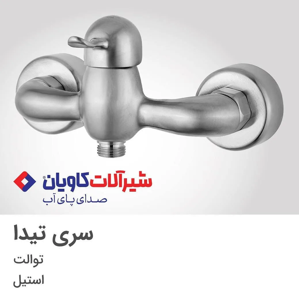 شیر توالت تیدا استیل کاویان، رنگ نقره‌ای، توکار، دسته‌ای