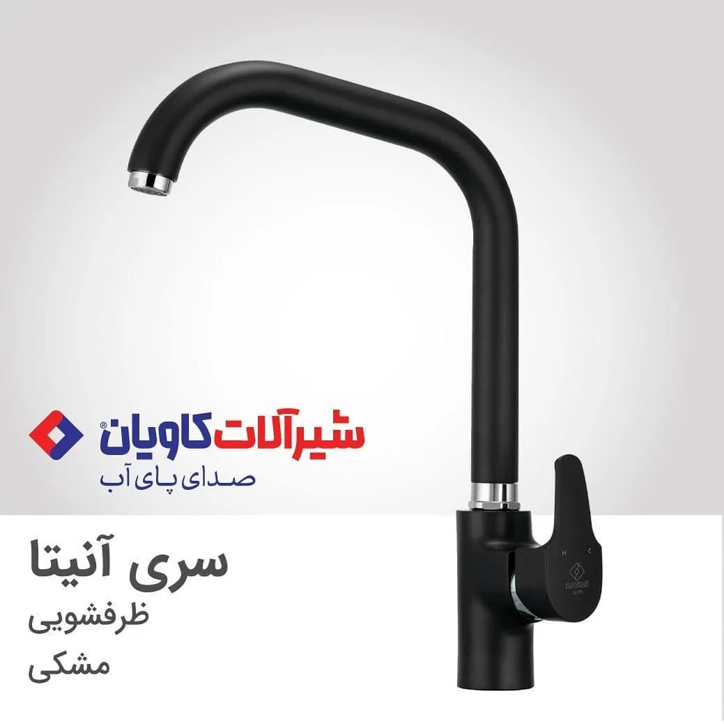 ست شیرآلات آنیتا کاویان، رنگ سیاه و نقره‌ای، جنس فلز، اهرمی آنیتا