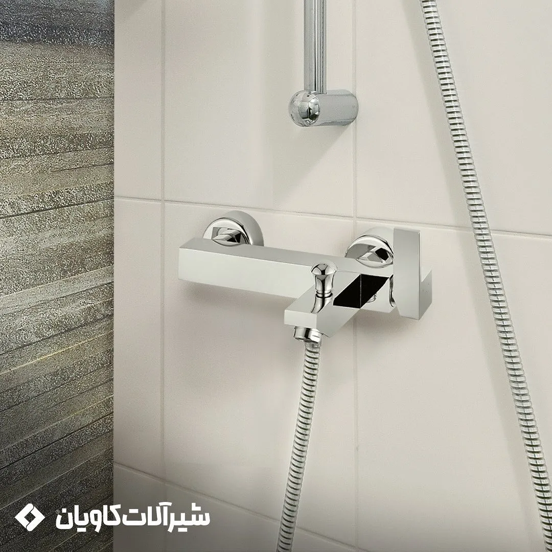 ست شیرآلات آسا کاویان، رنگ نقره‌ای، جنس فلز، شیر دوش توکار