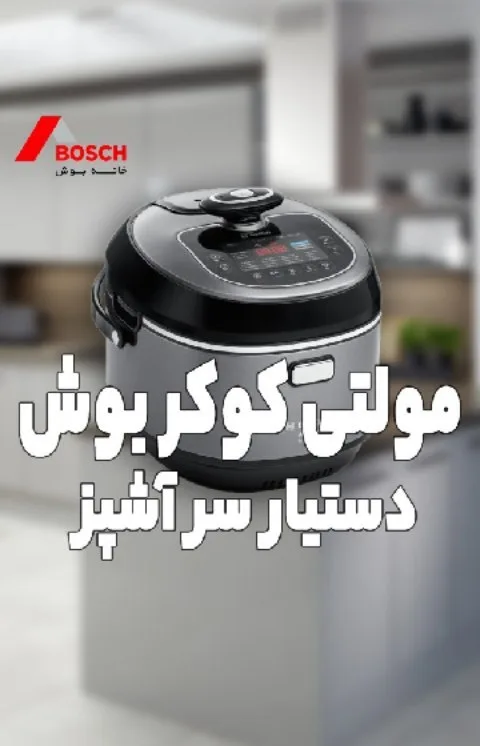 مولتی کوکر بوش، رنگ مشکی و نقرهای، جنس پلاستیک و استیل، رومیزی