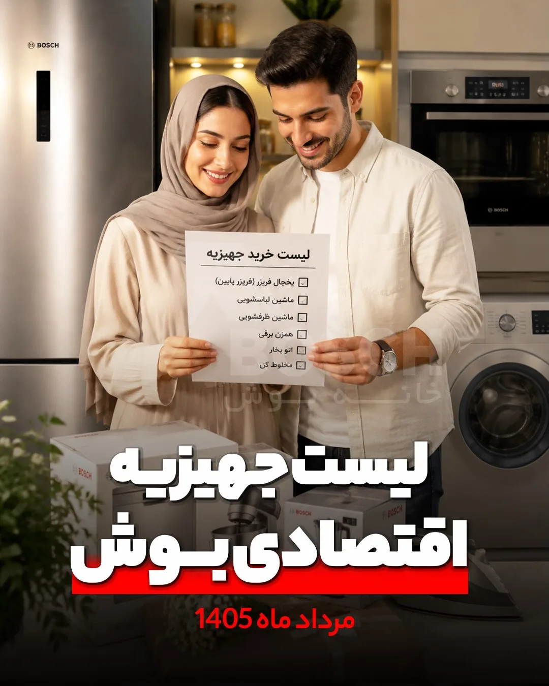 پکیج جهیزیه‌ی اقتصادی سفید (یخچال، لباسشویی، فر)
