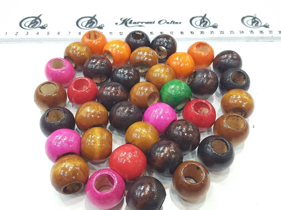 مهره چوبی رنگی درشت ۳۰ عددی
