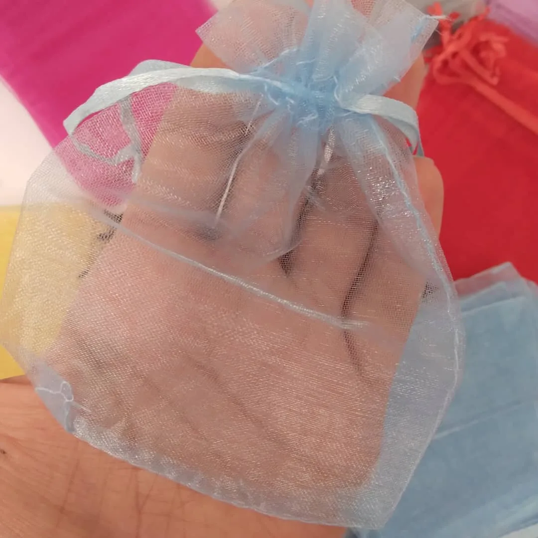 کیسه حریر رنگارنگ — رنگ آبی — نمای در‌دست — شارژ مجدد — عکس ۶