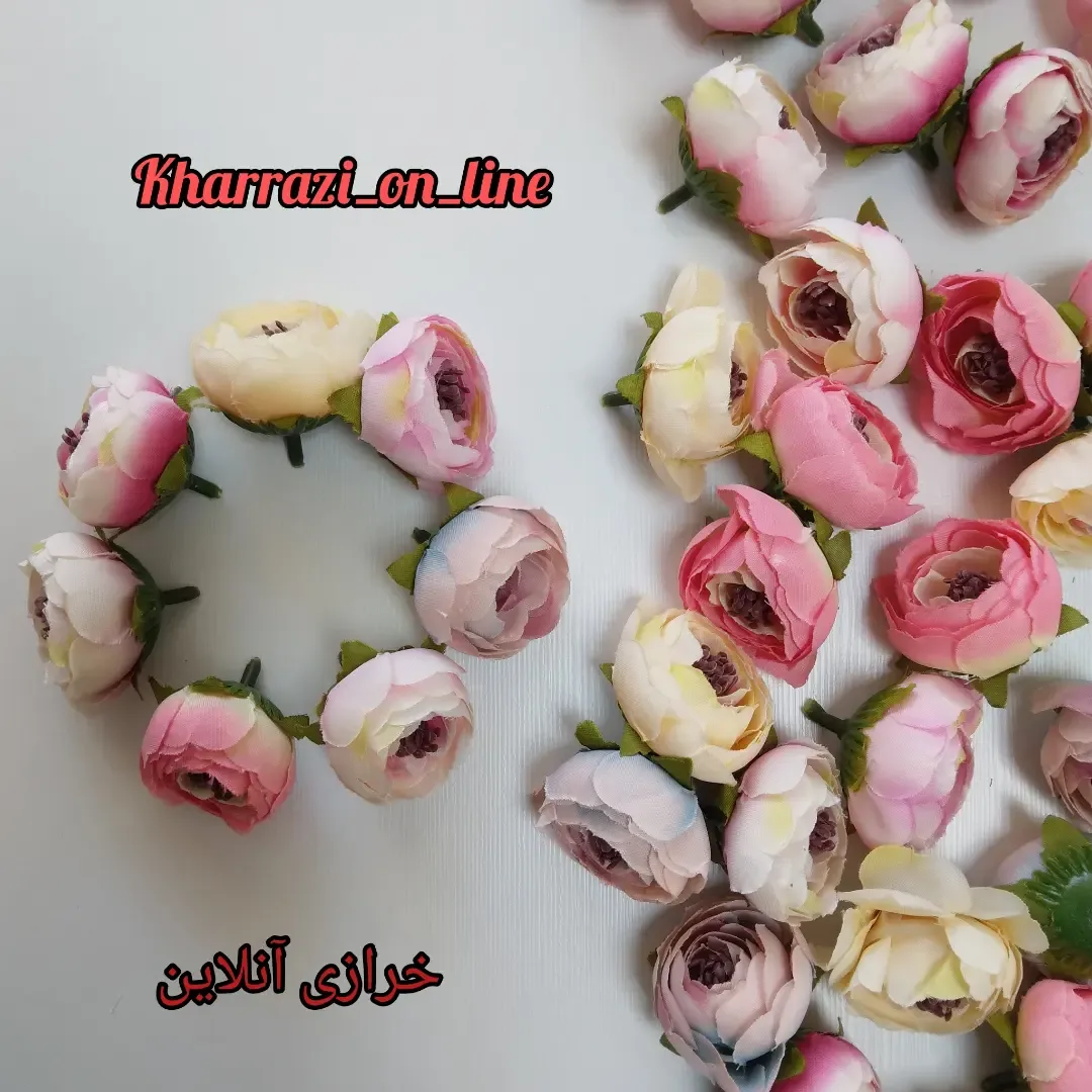 سرگل نسترن فندقی — رنگ صورتی — نمای در‌دست — سرگل مصنوعی — عکس ۲