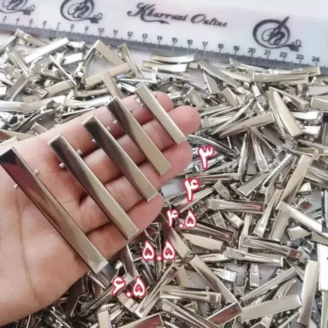 پایه گیره سر فلزی در ۵ سایز، رنگ نقره‌ای، انبری ساده