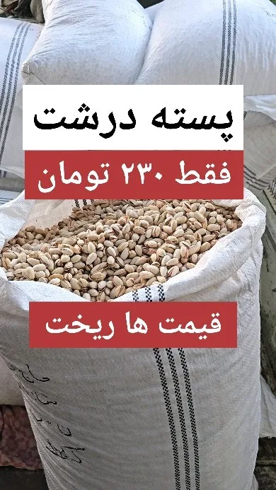 پسته درشت شور و خام، رنگ کرم و سبز، فله